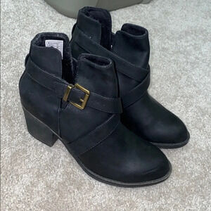 Unleashed black booties with cutout detail